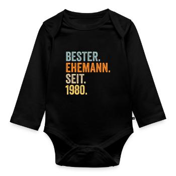 La Saint-Valentin Meilleur mari depuis 1980 - Body Bébé bio manches longues - noir - Devant