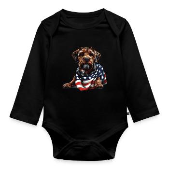 Border Terrier Dog 4th of July Gifts with - Organic Longsleeve Baby Bodysuit - black - Front