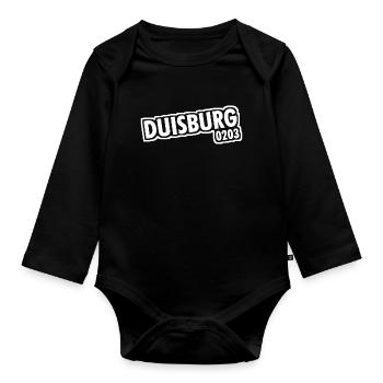 Duisburg - 0203 - Phone Code - NRW - Ruhrpott - Organic Longsleeve Baby Bodysuit - black - Front