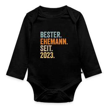 Valentinstag Bester Ehemann Seit 2023 - Baby Bio-Langarm-Body - Schwarz - Vorne