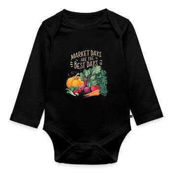 Marché fermier Agriculture Agriculture Alimentation - Body Bébé bio manches longues - noir - Devant