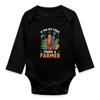 Marché fermier Agriculture Agriculture Alimentation - Body Bébé bio manches longues - noir - Devant