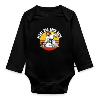 Kawaii Chibi Anime Girl Anime Merch Japanese - Organic Longsleeve Baby Bodysuit - black - Front