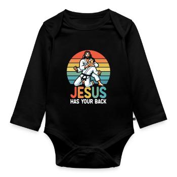 Kawaii Chibi Anime Girl Anime Merch Japanese - Organic Longsleeve Baby Bodysuit - black - Front