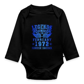 Les légendes sont nées en février 1972 Anniversaire - Body Bébé bio manches longues - noir - Devant