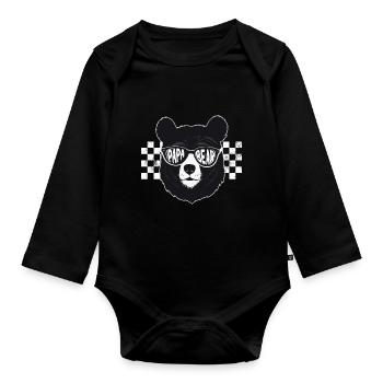Bears Father Funny Father Perfect Style - Organic Longsleeve Baby Bodysuit - black - Front