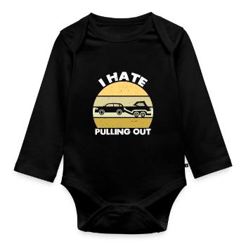 Funny boat boat captain pulling out - Organic Longsleeve Baby Bodysuit - black - Front