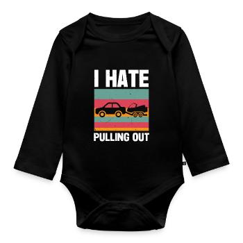 Funny boat boat captain pulling out - Organic Longsleeve Baby Bodysuit - black - Front