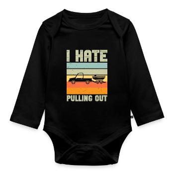 Funny boat boat captain pulling out - Organic Longsleeve Baby Bodysuit - black - Front