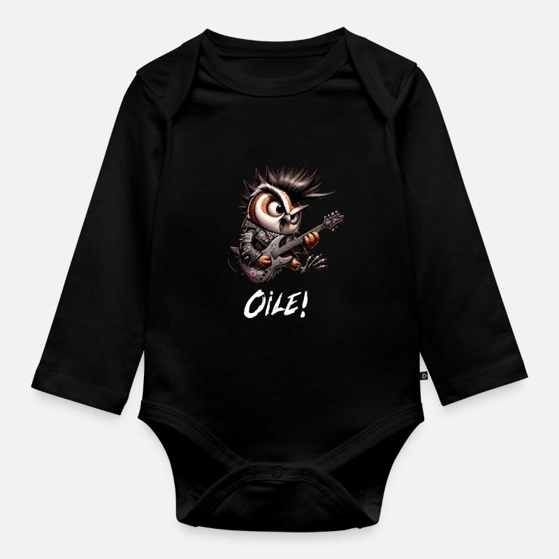 Punker Eule - Oile - Oi Punk - Baby Bio-Langarm-Body - Schwarz