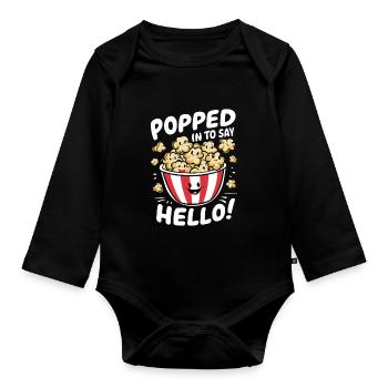 Funny popcorn saying, binge-watching popcorn - Organic Longsleeve Baby Bodysuit - black - Front