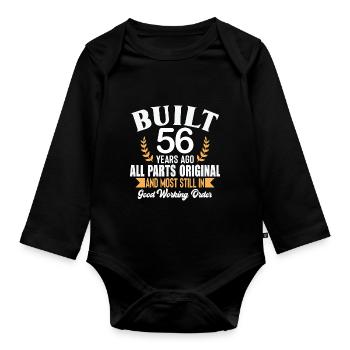 Baujahr vor 56 Jahren Alle Teile Original-Outfit 56. - Baby Bio-Langarm-Body - Schwarz - Vorne