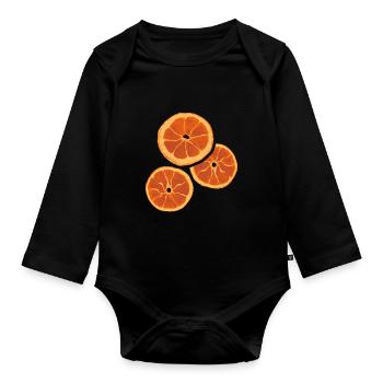 Trockenfrüchte Orange Dörrobst Trocknen - Baby Bio-Langarm-Body - Schwarz - Vorne