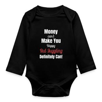 Money can't make you happy, but - Organic Longsleeve Baby Bodysuit - black - Front