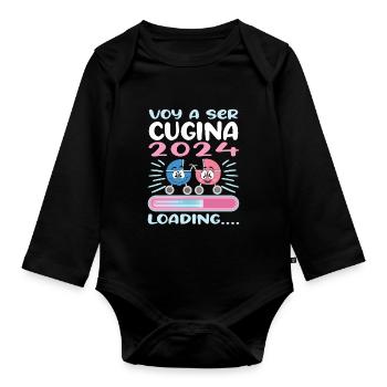 Become a cousin in 2024 - Organic Longsleeve Baby Bodysuit - black - Front