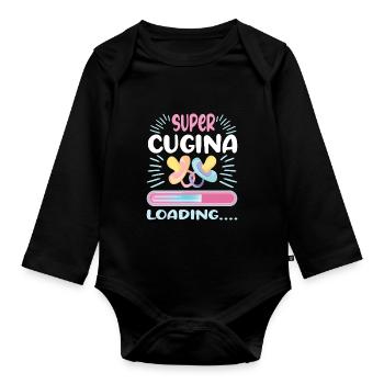 geschenk schwangersCousine werden Cousine 2024 - Baby Bio-Langarm-Body - Schwarz - Vorne