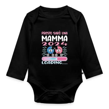 Super Mamma 2024 Loading - Baby Bio-Langarm-Body - Schwarz - Vorne