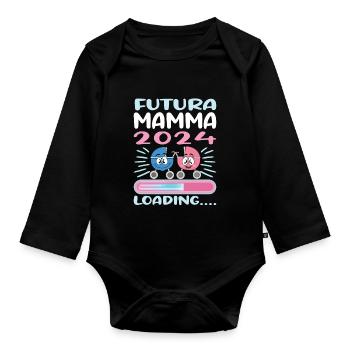 Super Mamma 2024 Loading - Baby Bio-Langarm-Body - Schwarz - Vorne
