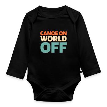 Kanu Kanute Canoe On World Off - Baby Bio-Langarm-Body - Schwarz - Vorne