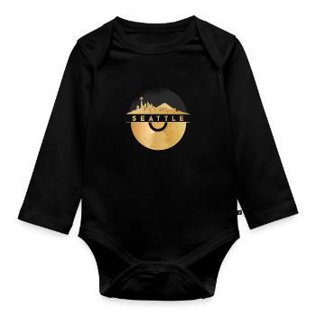 Vinyl-Schallplatte Disco-Musik Skyline-SEATTLE - Baby Bio-Langarm-Body - Schwarz - Vorne