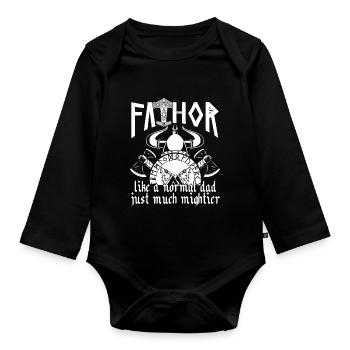 Viking Papa Vathor Père nordique puissant - Body Bébé bio manches longues - noir - Devant
