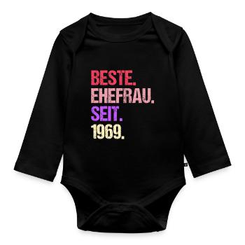 Valentinstag Beste Ehefrau Seit 1969 - Baby Bio-Langarm-Body - Schwarz - Vorne