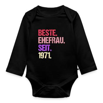 Valentinstag Beste Ehefrau Seit 1971 - Baby Bio-Langarm-Body - Schwarz - Vorne