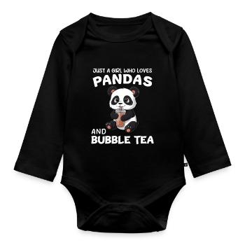 Panda Panda Bear Funny - Organic Longsleeve Baby Bodysuit - black - Front
