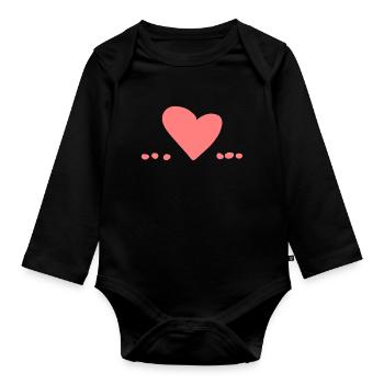 Heart Love Symbol Point Dots Pink - Organic Longsleeve Baby Bodysuit - black - Front