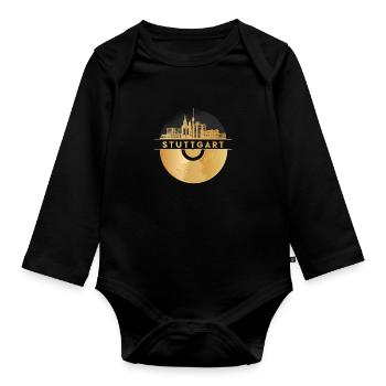 Vinyl-Schallplatte Disco-Musik Skyline-Stuttgart - Baby Bio-Langarm-Body - Schwarz - Vorne