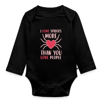 Pet Spider, Tarantula, Spider Lover - Organic Longsleeve Baby Bodysuit - black - Front