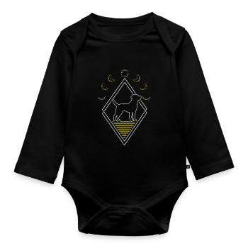 Labrador Abstract Moon Phases - Organic Longsleeve Baby Bodysuit - black - Front