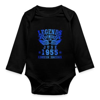 Legends were born in Juni 1955 Geburtstag - Baby Bio-Langarm-Body - Schwarz - Vorne