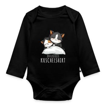 Chats Chemise de nuit officielle Chat - Body Bébé bio manches longues - noir - Devant