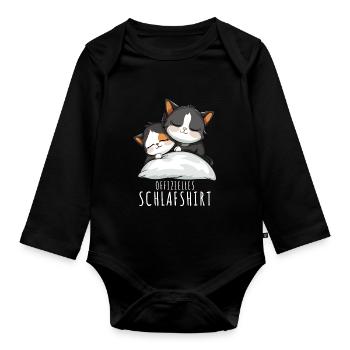 Cats Nightgown Official Sleep Shirt Cats - Organic Longsleeve Baby Bodysuit - black - Front