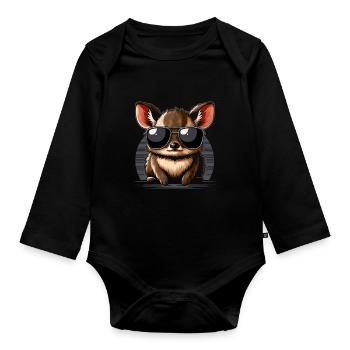 Cute Pudu Deer South America Cartoon Deer - Organic Longsleeve Baby Bodysuit - black - Front