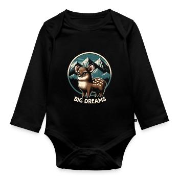 Cute Pudu Deer South America Cartoon Deer - Organic Longsleeve Baby Bodysuit - black - Front