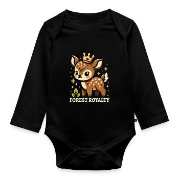 Cute Pudu Deer South America Cartoon Deer - Organic Longsleeve Baby Bodysuit - black - Front