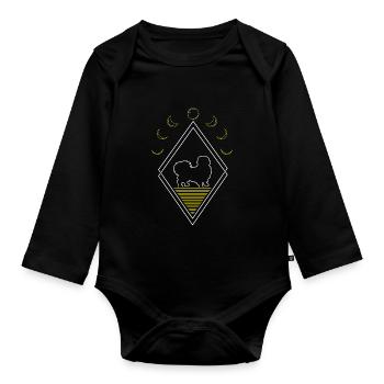 Pekingese Abstract Moon Phases - Organic Longsleeve Baby Bodysuit - black - Front