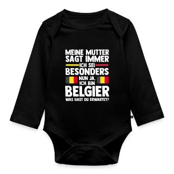 Belgian Belgian Belgium - Organic Longsleeve Baby Bodysuit - black - Front