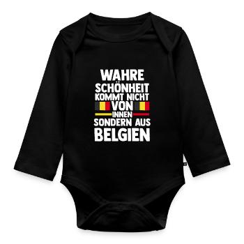 Belgier Belgisch Belgien - Baby Bio-Langarm-Body - Schwarz - Vorne