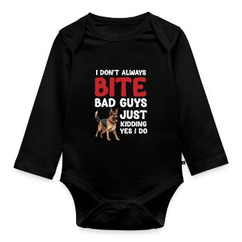 I don't always bite bad guys. Just kidding - Organic Longsleeve Baby Bodysuit - black - Front