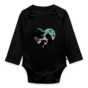 Cute guinea pig hamster girl - Organic Longsleeve Baby Bodysuit - black - Front