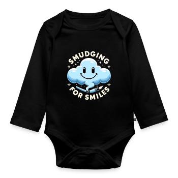 Smudge Sage Feder Spirituelle Hexerei Meditieren - Baby Bio-Langarm-Body - Schwarz - Vorne