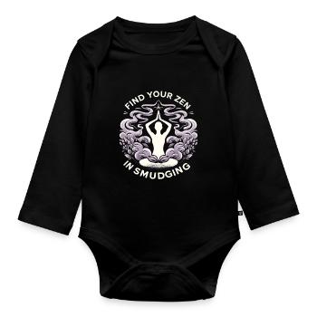 Smudge Sage Plume Sorcellerie Spirituelle Méditer - Body Bébé bio manches longues - noir - Devant