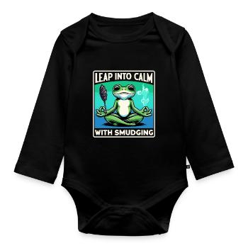 Smudge Sage Feder Spirituelle Hexerei Meditieren - Baby Bio-Langarm-Body - Schwarz - Vorne