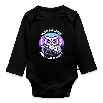 Smudge Sage Feder Spirituelle Hexerei Meditieren - Baby Bio-Langarm-Body - Schwarz - Vorne
