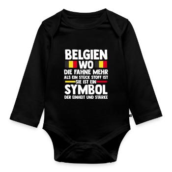 Belgian Belgian Belgium - Organic Longsleeve Baby Bodysuit - black - Front