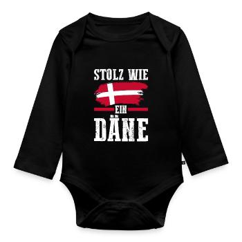 Danes Danish Denmark - Organic Longsleeve Baby Bodysuit - black - Front