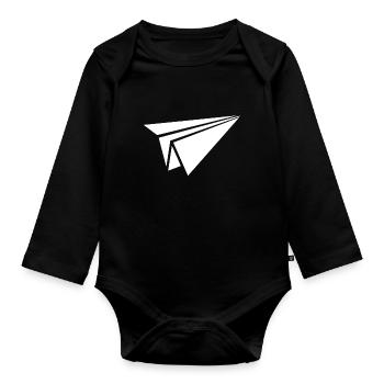 Papierflugzeug Origami Papierflugzeug Master - Baby Bio-Langarm-Body - Schwarz - Vorne